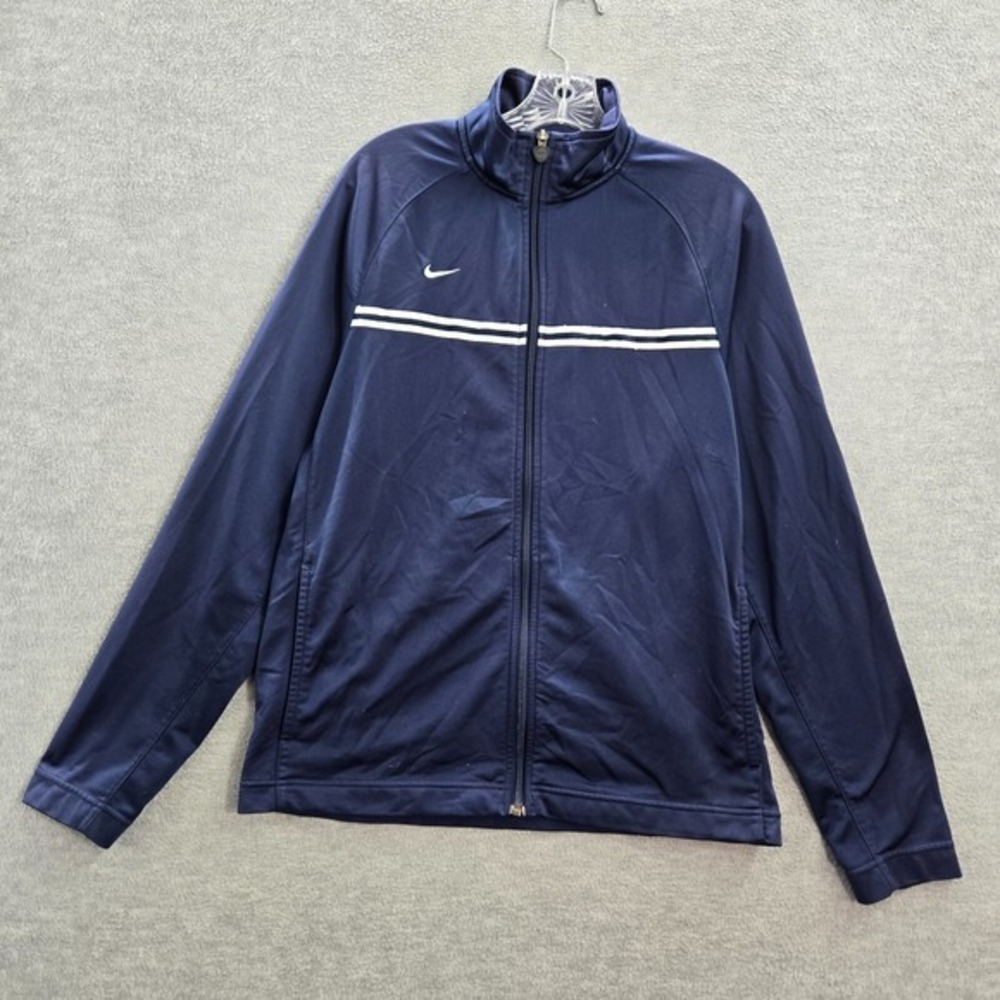 Nike Men Track Jacket Medium Blue Full Zip Mock Neck Long Sleeve